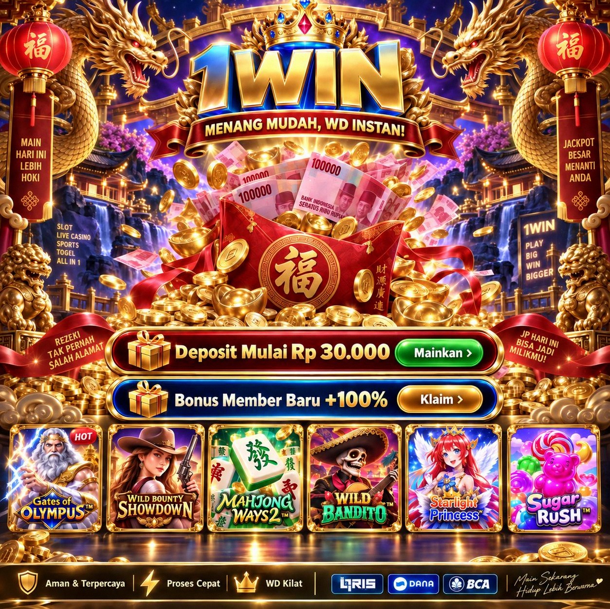 1WIN - 1win agen slot online terpercaya di Indonesia dengan slot gacor hari ini terbaik dari slot88 di tahun 2026 ini.